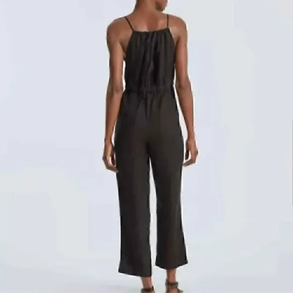 NWT Everlane 100% Linen The Shoestring Apron Jumpsuit Black XXS Sustainable